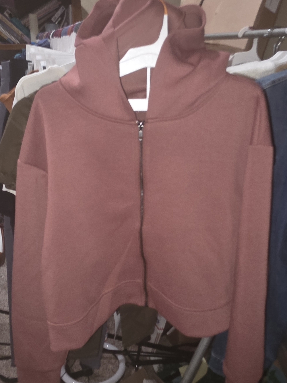 Women's Hooded Zip Utility Jacket in Dusty Rose
